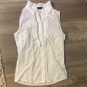 The Limited White Ruffle Front Blouse